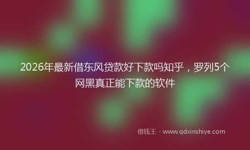 2026年最新借东风贷款好下款吗知乎，罗列5个网黑真正能下款的软件