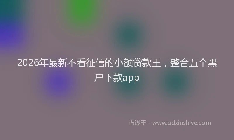 2026年最新不看征信的小额贷款王，整合五个黑户下款app