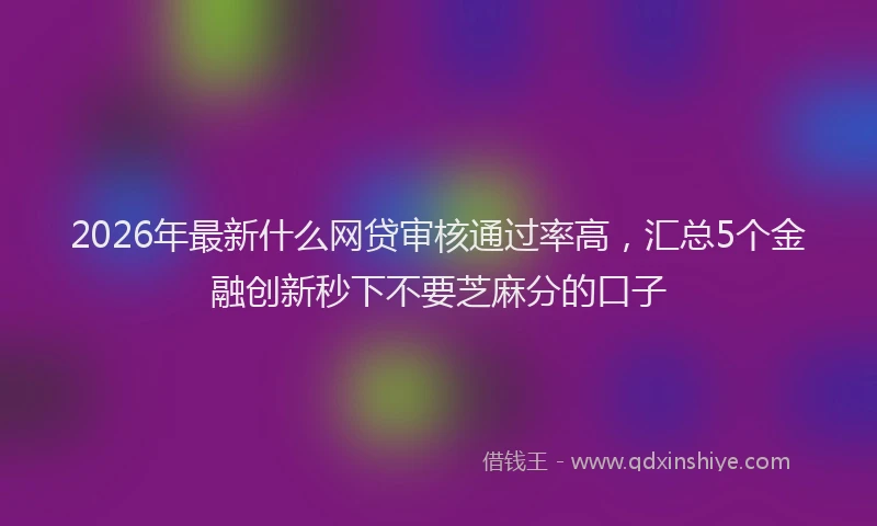 2026年最新什么网贷审核通过率高,汇总5个金融创新秒下不要芝麻分的口子