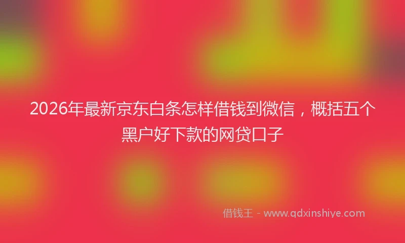 2026年最新京东白条怎样借钱到微信，概括五个黑户好下款的网贷口子