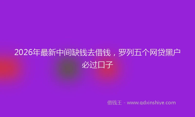 2026年最新中间缺钱去借钱，罗列五个网贷黑户必过口子