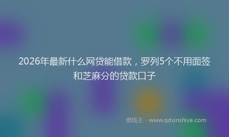 2026年最新什么网贷能借款,罗列5个不用面签和芝麻分的贷款口子