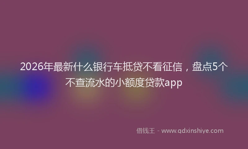 2026年最新什么银行车抵贷不看征信，盘点5个不查流水的小额度贷款app