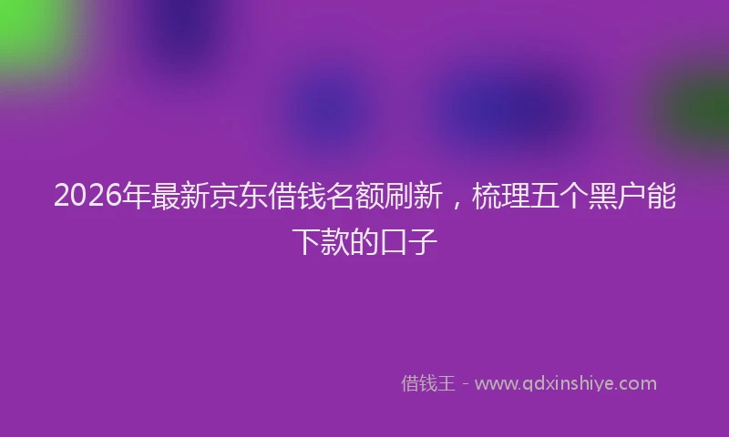 2026年最新京东借钱名额刷新，梳理五个黑户能下款的口子