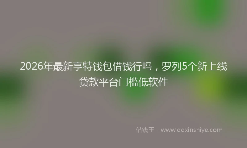 2026年最新亨特钱包借钱行吗，罗列5个新上线贷款平台门槛低软件