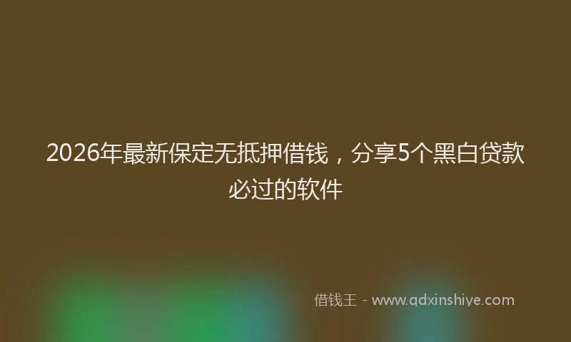 2026年最新保定无抵押借钱，分享5个黑白贷款必过的软件