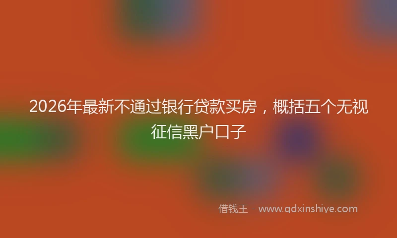 2026年最新不通过银行贷款买房,概括五个无视征信黑户口子