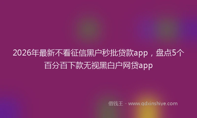 2026年最新不看征信黑户秒批贷款app，盘点5个百分百下款无视黑白户网贷app