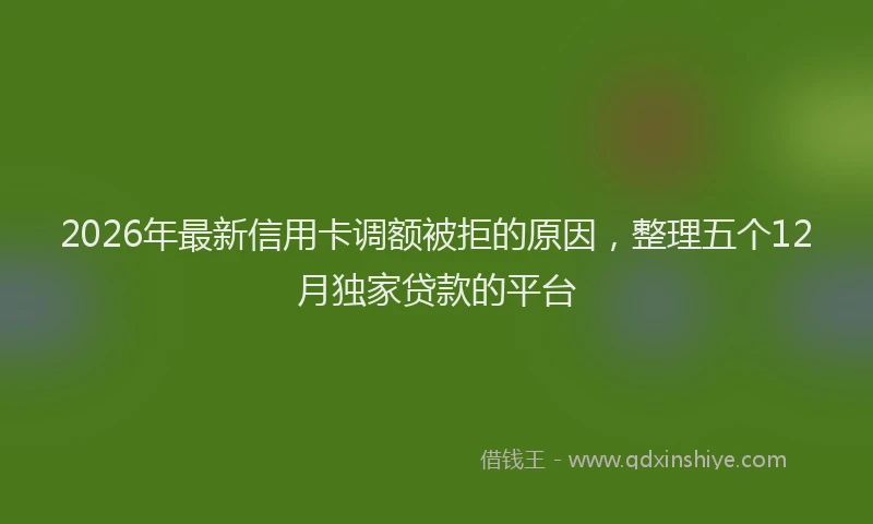 2026年最新信用卡调额被拒的原因，整理五个12月独家贷款的平台