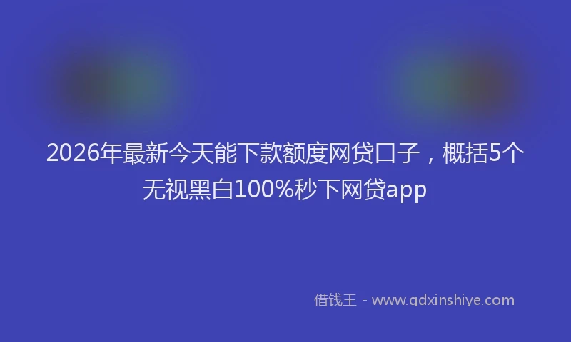 2026年最新今天能下款额度网贷口子，概括5个无视黑白100%秒下网贷app