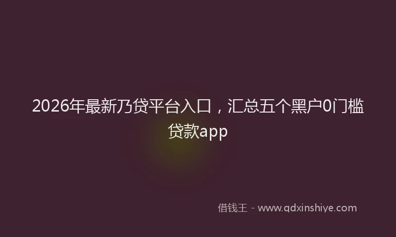 2026年最新乃贷平台入口，汇总五个黑户0门槛贷款app