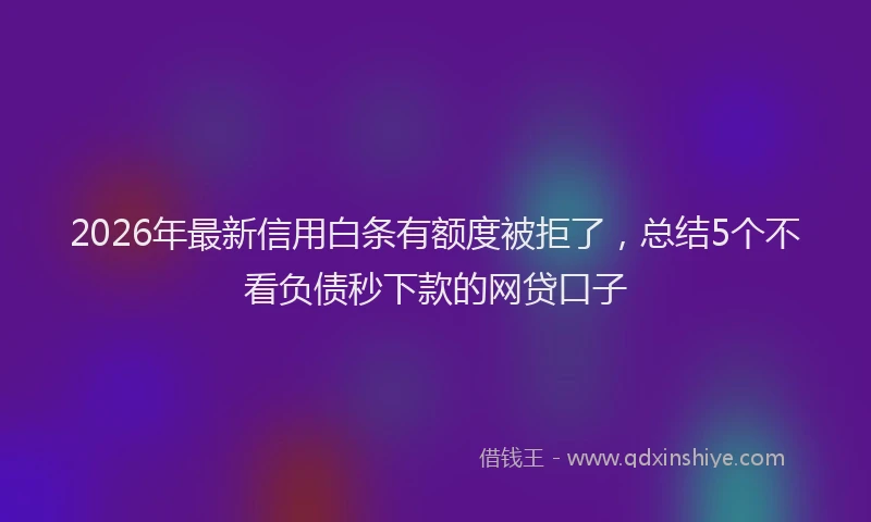 2026年最新信用白条有额度被拒了,总结5个不看负债秒下款的网贷口子