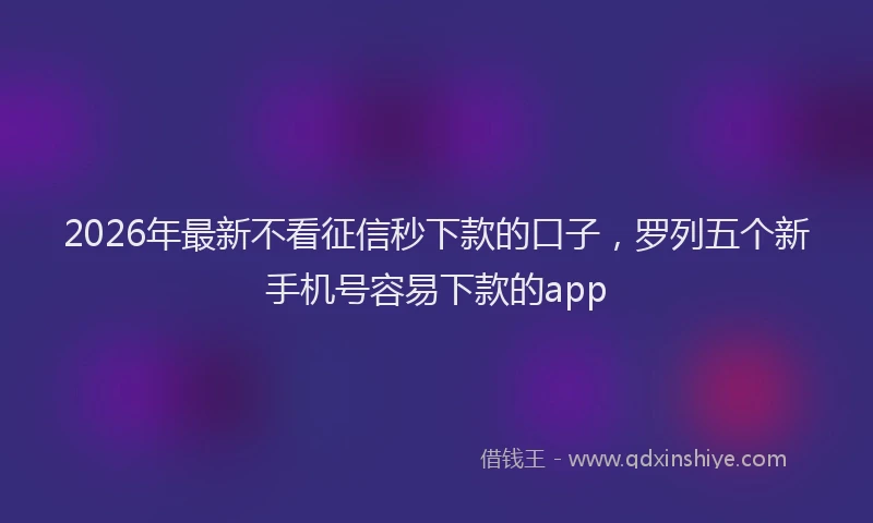 2026年最新不看征信秒下款的口子,罗列五个新手机号容易下款的app