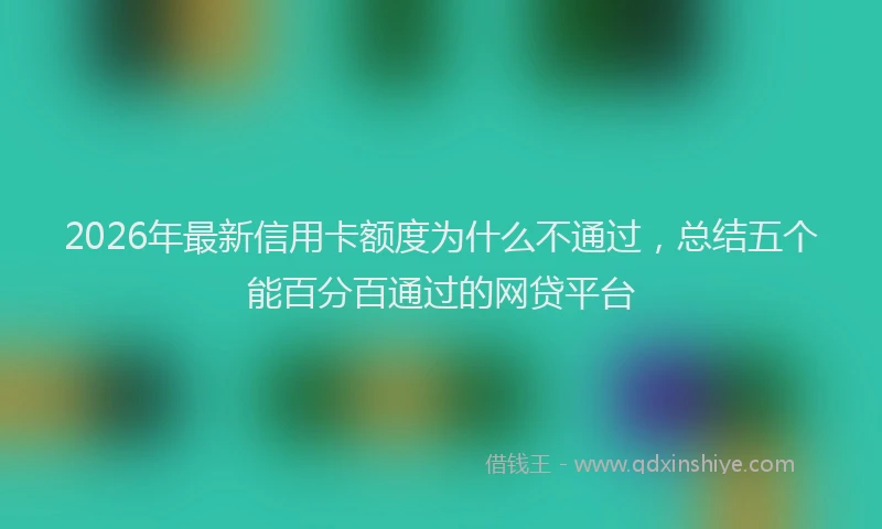 2026年最新信用卡额度为什么不通过，总结五个能百分百通过的网贷平台