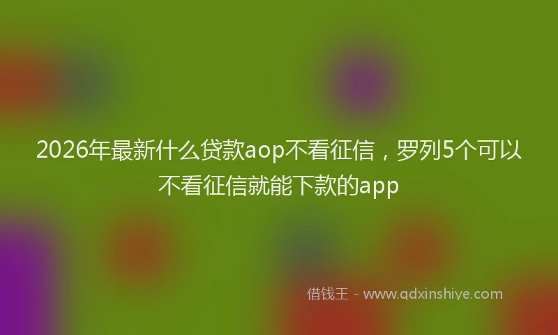2026年最新什么贷款aop不看征信,罗列5个可以不看征信就能下款的app