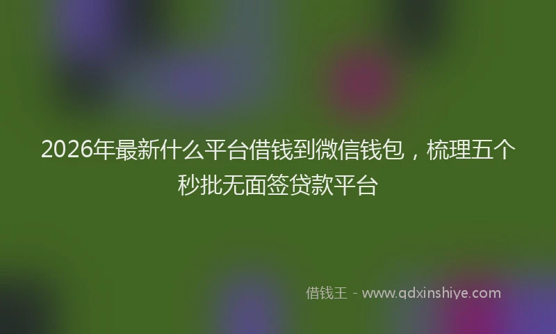 2026年最新什么平台借钱到微信钱包，梳理五个秒批无面签贷款平台