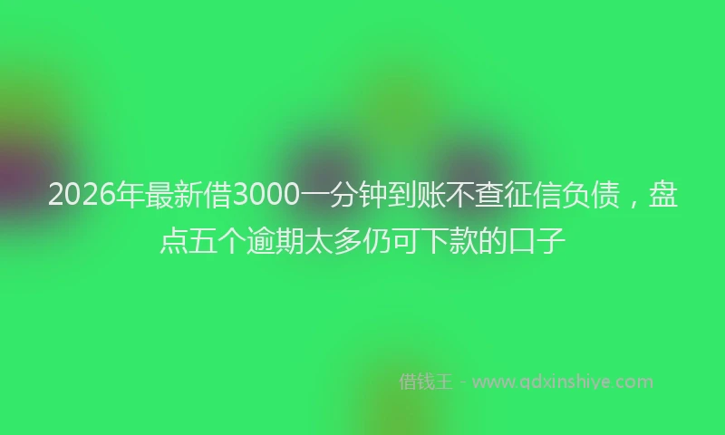 2026年最新借3000一分钟到账不查征信负债，盘点五个逾期太多仍可下款的口子