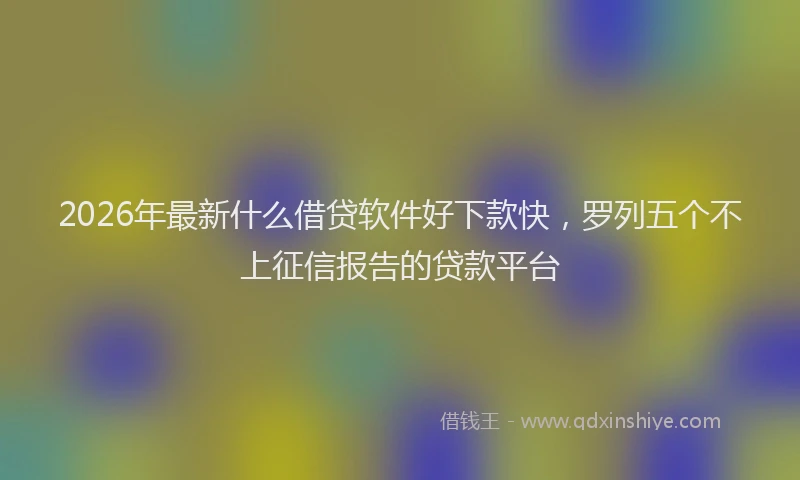 2026年最新什么借贷软件好下款快,罗列五个不上征信报告的贷款平台