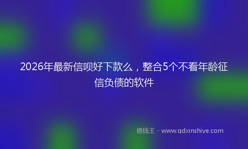 2026年最新信呗好下款么，整合5个不看年龄征信负债的软件
