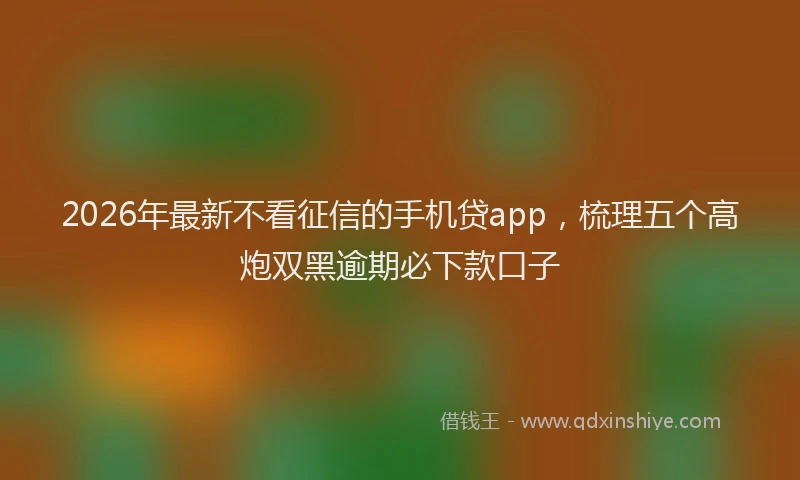 2026年最新不看征信的手机贷app,梳理五个高炮双黑逾期必下款口子