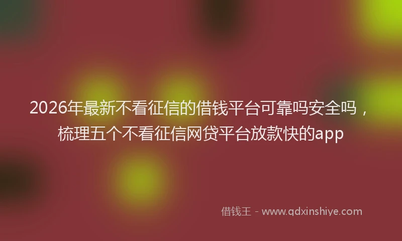 2026年最新不看征信的借钱平台可靠吗安全吗，梳理五个不看征信网贷平台放款快的app