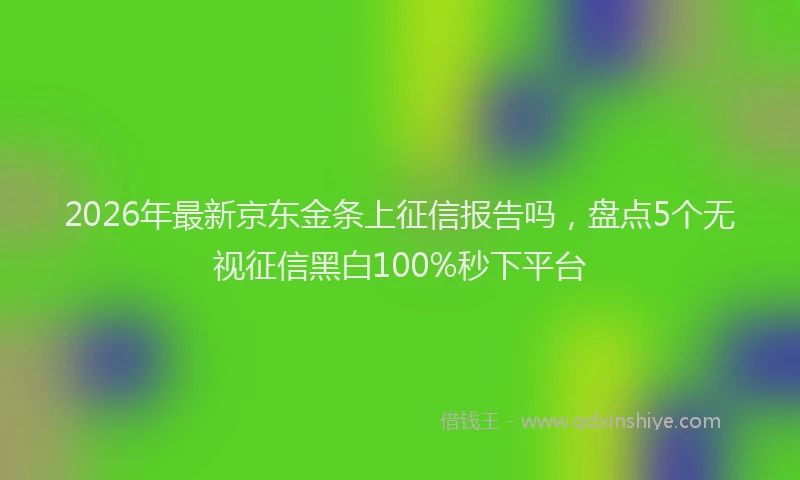 2026年最新京东金条上征信报告吗，盘点5个无视征信黑白100%秒下平台