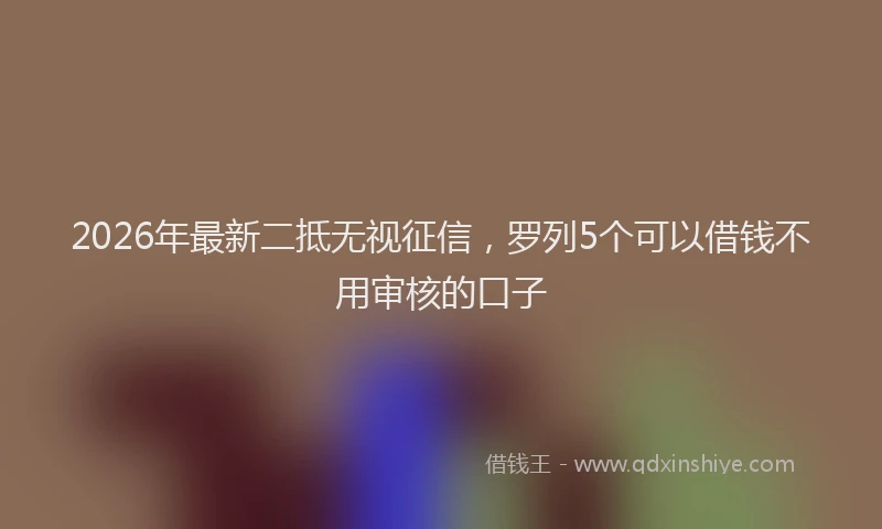 2026年最新二抵无视征信，罗列5个可以借钱不用审核的口子