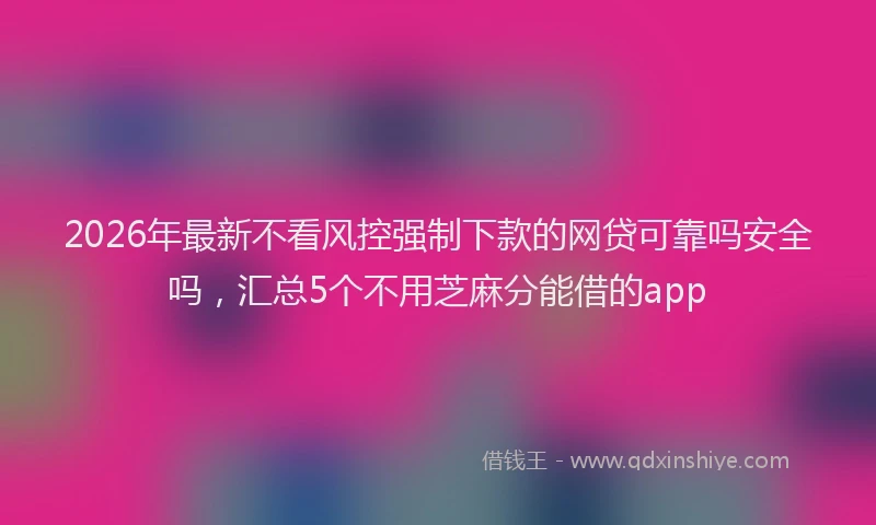 2026年最新不看风控强制下款的网贷可靠吗安全吗，汇总5个不用芝麻分能借的app