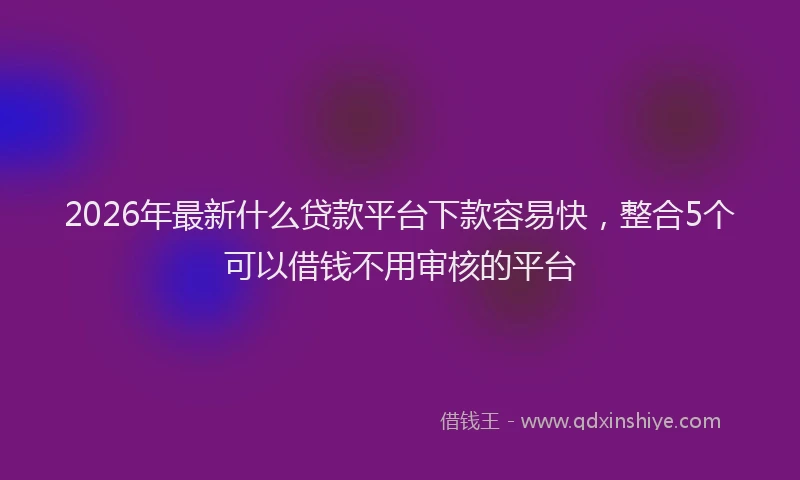 2026年最新什么贷款平台下款容易快，整合5个可以借钱不用审核的平台