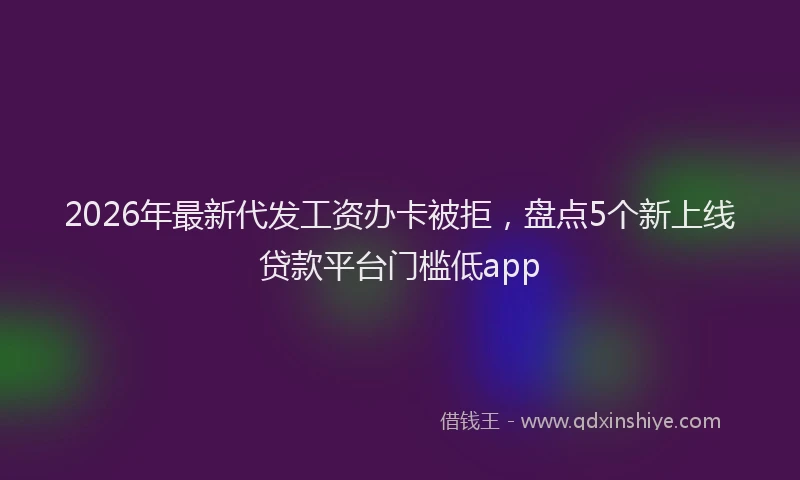 2026年最新代发工资办卡被拒,盘点5个新上线贷款平台门槛低app
