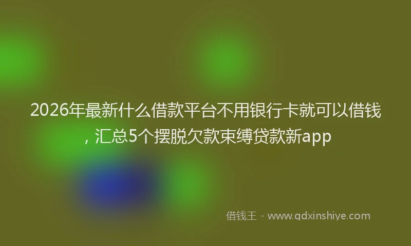 2026年最新什么借款平台不用银行卡就可以借钱,汇总5个摆脱欠款束缚贷款新app