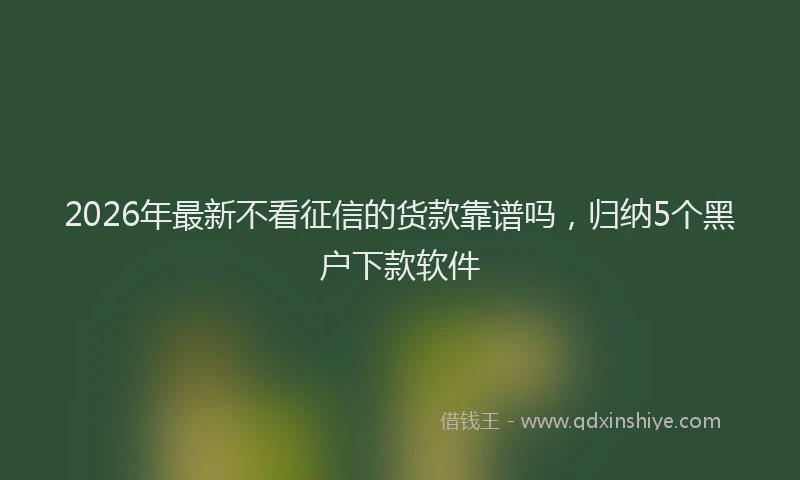 2026年最新不看征信的货款靠谱吗，归纳5个黑户下款软件