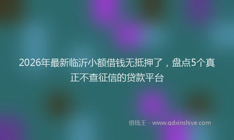 2026年最新临沂小额借钱无抵押了，盘点5个真正不查征信的贷款平台