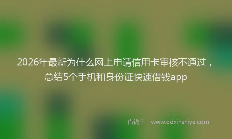 2026年最新为什么网上申请信用卡审核不通过，总结5个手机和身份证快速借钱app