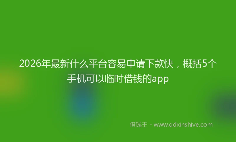 2026年最新什么平台容易申请下款快，概括5个手机可以临时借钱的app