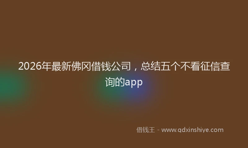 2026年最新佛冈借钱公司，总结五个不看征信查询的app