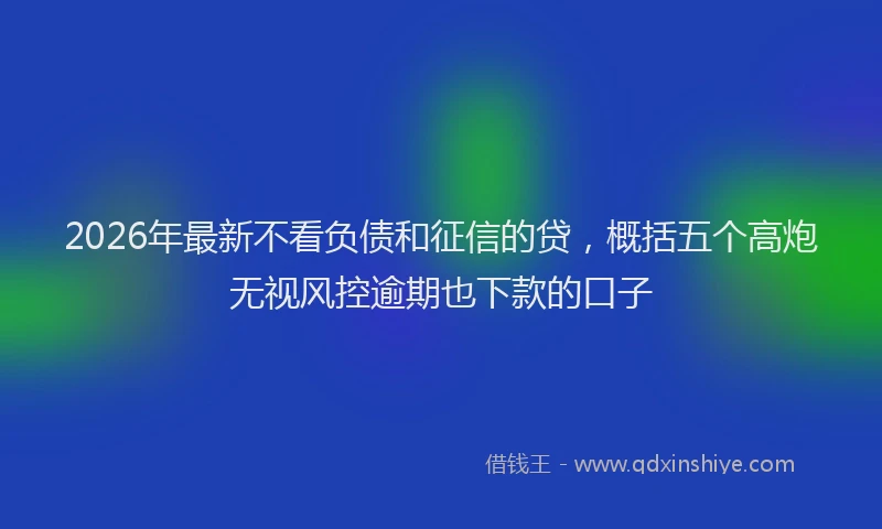 2026年最新不看负债和征信的贷，概括五个高炮无视风控逾期也下款的口子