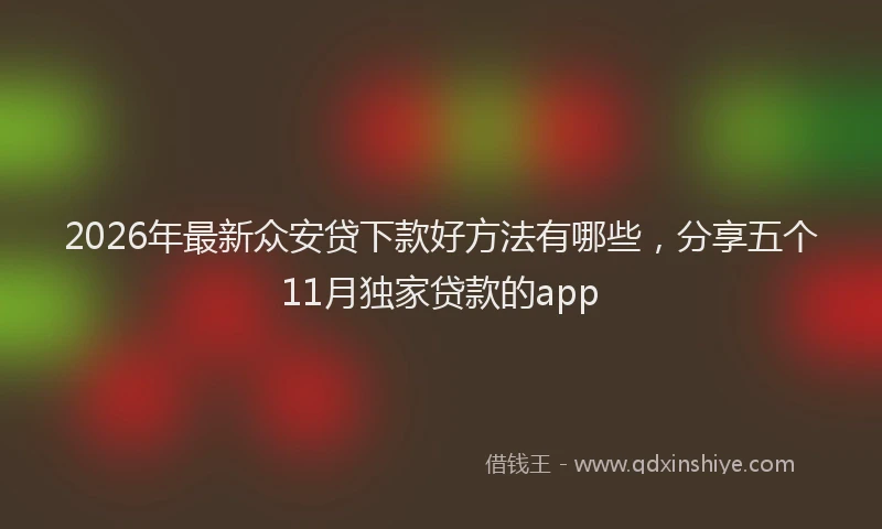 2026年最新众安贷下款好方法有哪些，分享五个11月独家贷款的app