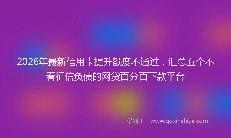 2026年最新信用卡提升额度不通过,汇总五个不看征信负债的网贷百分百下款平台