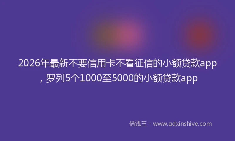 2026年最新不要信用卡不看征信的小额贷款app，罗列5个1000至5000的小额贷款app