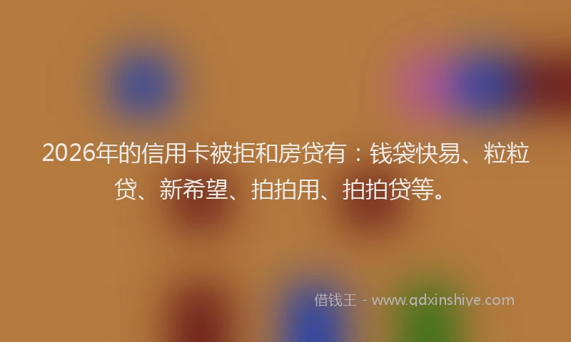 2026年的信用卡被拒和房贷有：钱袋快易、粒粒贷、新希望、拍拍用、拍拍贷等。