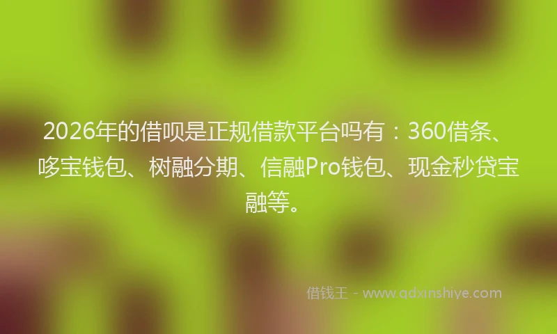 2026年的借呗是正规借款平台吗有：360借条、哆宝钱包、树融分期、信融Pro钱包、现金秒贷宝融等。