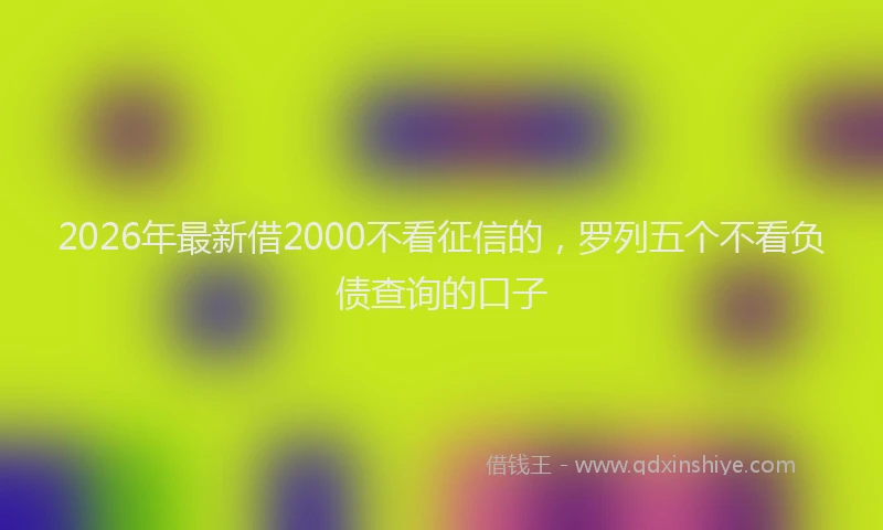 2026年最新借2000不看征信的，罗列五个不看负债查询的口子