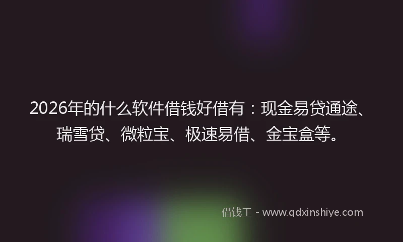 2026年的什么软件借钱好借有:现金易贷通途、瑞雪贷、微粒宝、极速易借、金宝盒等。
