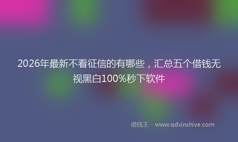 2026年最新不看征信的有哪些，汇总五个借钱无视黑白100%秒下软件
