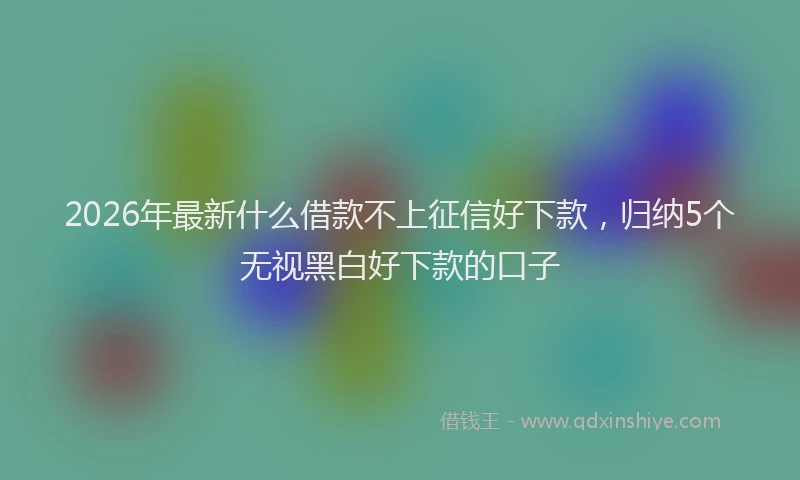 2026年最新什么借款不上征信好下款，归纳5个无视黑白好下款的口子