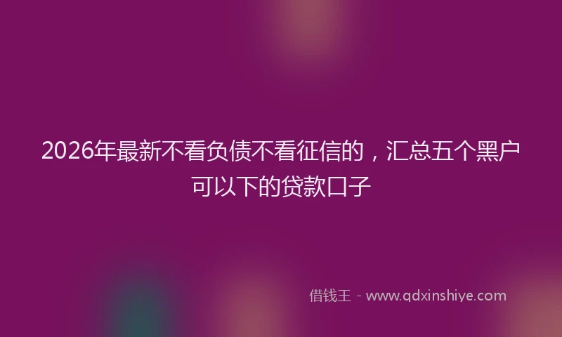 2026年最新不看负债不看征信的,汇总五个黑户可以下的贷款口子