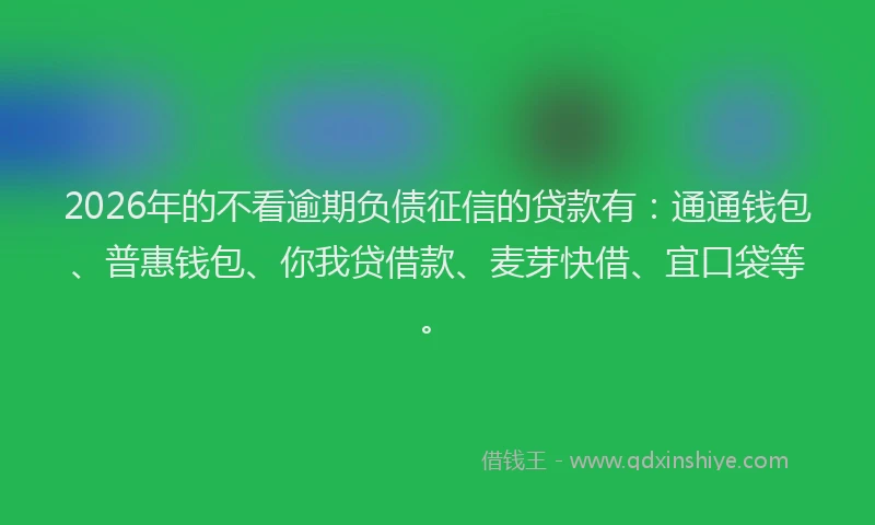 2026年的不看逾期负债征信的贷款有：通通钱包、普惠钱包、你我贷借款、麦芽快借、宜口袋等。