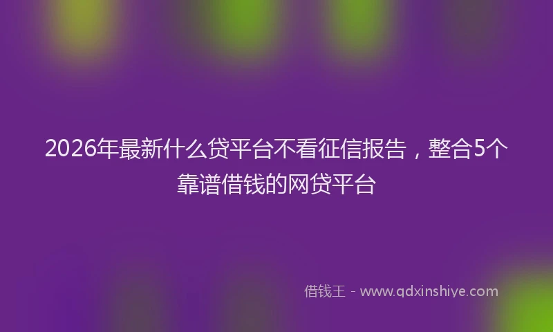 2026年最新什么贷平台不看征信报告，整合5个靠谱借钱的网贷平台