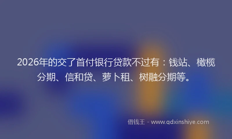 2026年的交了首付银行贷款不过有：钱站、橄榄分期、信和贷、萝卜租、树融分期等。